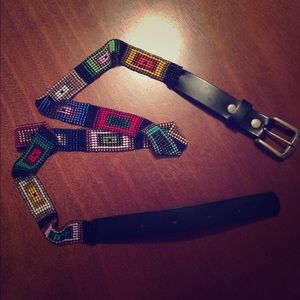 🇧🇷 Handmade Beaded leather belt